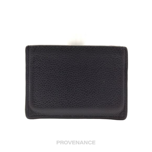 🔴 Thom Browne Card Holder Wallet - Black Pebbled Leather - Picture 2 of 6